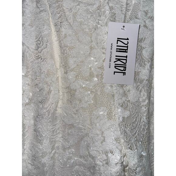 NWT 12th Tribe White Maddox Lace Sequin pants Womens Small - Picture 4 of 12